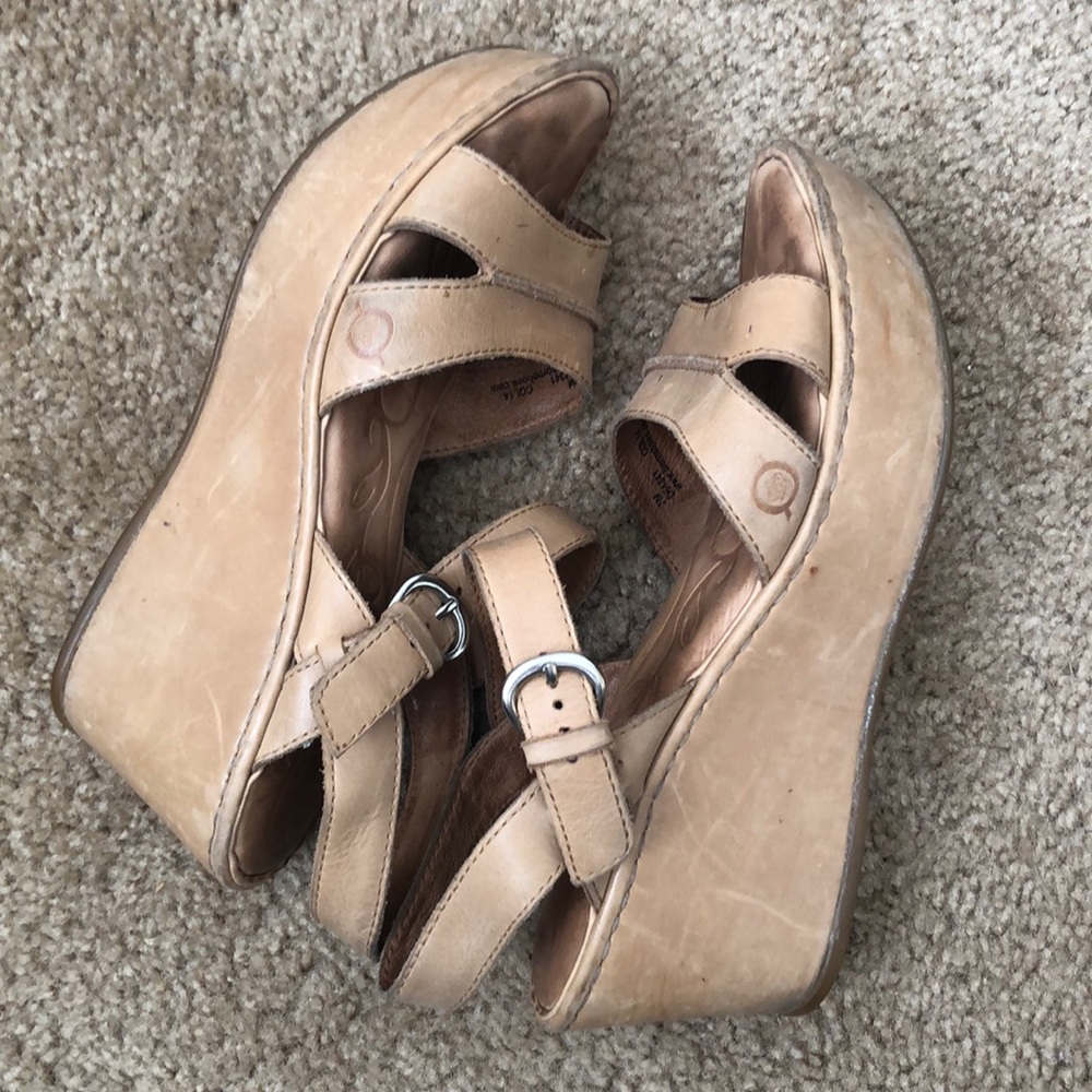 Born tan leather platform sandals